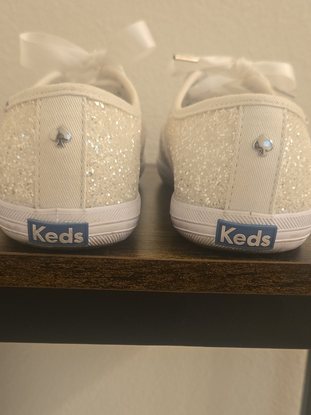 Keds x Kate Spade New York White Glitter Women's Low Top Sneaker Size 8.5 - Picture 8 of 11